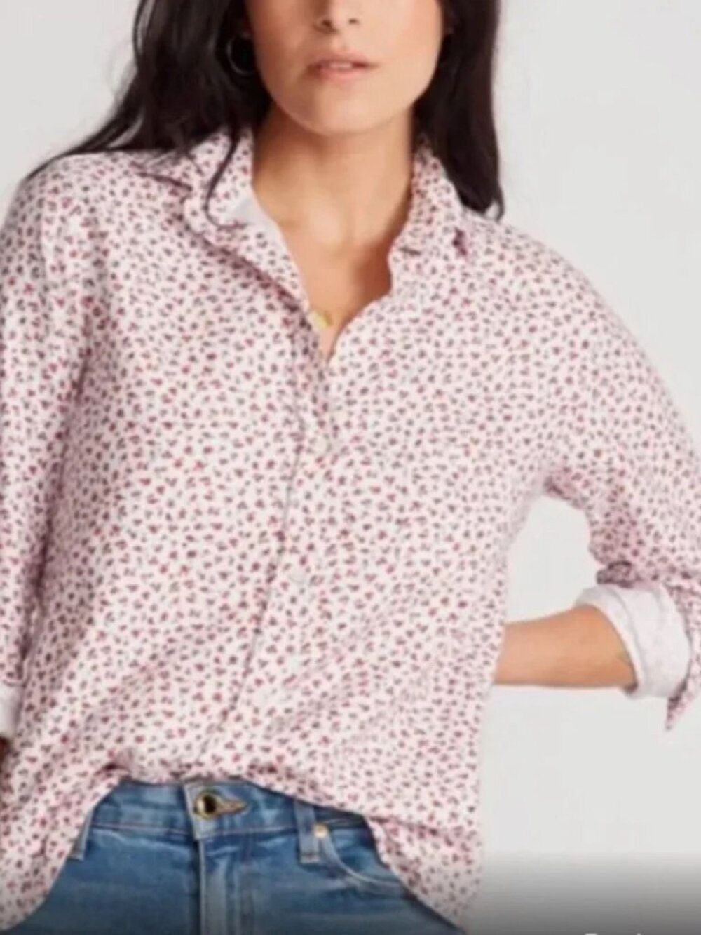 Grayson Size 2 Small The Hero Button Down Shirt Flannel Red White Flower
